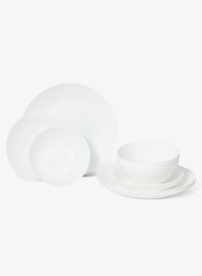 ايست من نون طقم أطباق عشاء مكون من 12 قطعة، 4 أطباق، أطباق عشاء بيضاء من زجاج الأوبال خفيف الوزن، آمنة للغسالة والميكروويف - Image 1